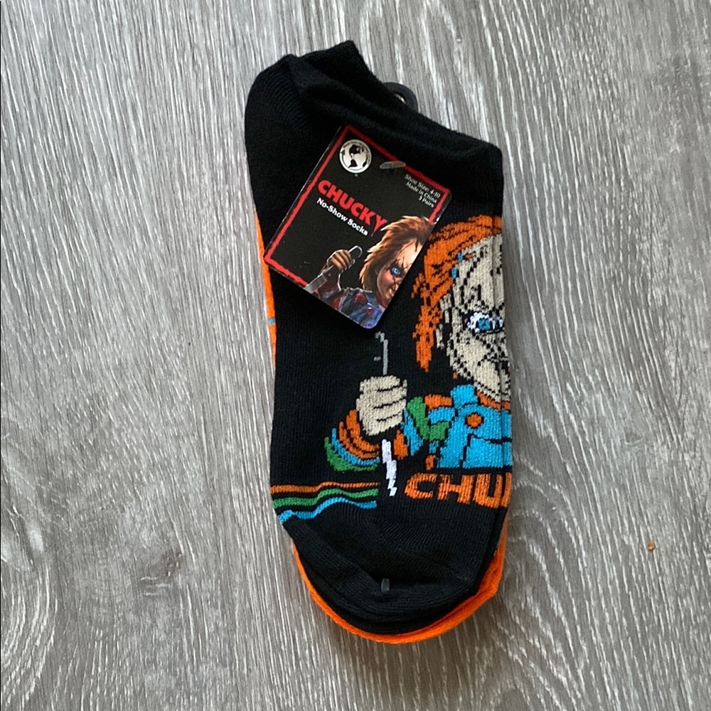 Universal Chucky Black and Orange Men's Casual Socks, 3 Pairs, NWT